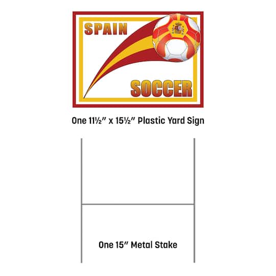 11.5" x 15.5" Spain Soccer Plastic Yard Sign